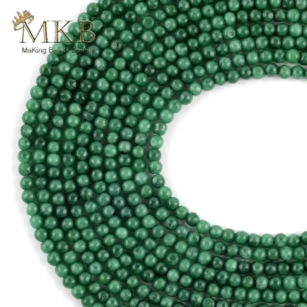 

Natural 3mm Green Jades Stone Beads For Jewelry Making Round Space Loose Beads DIY Bracelets Jewellery Wholesale Strand 15"