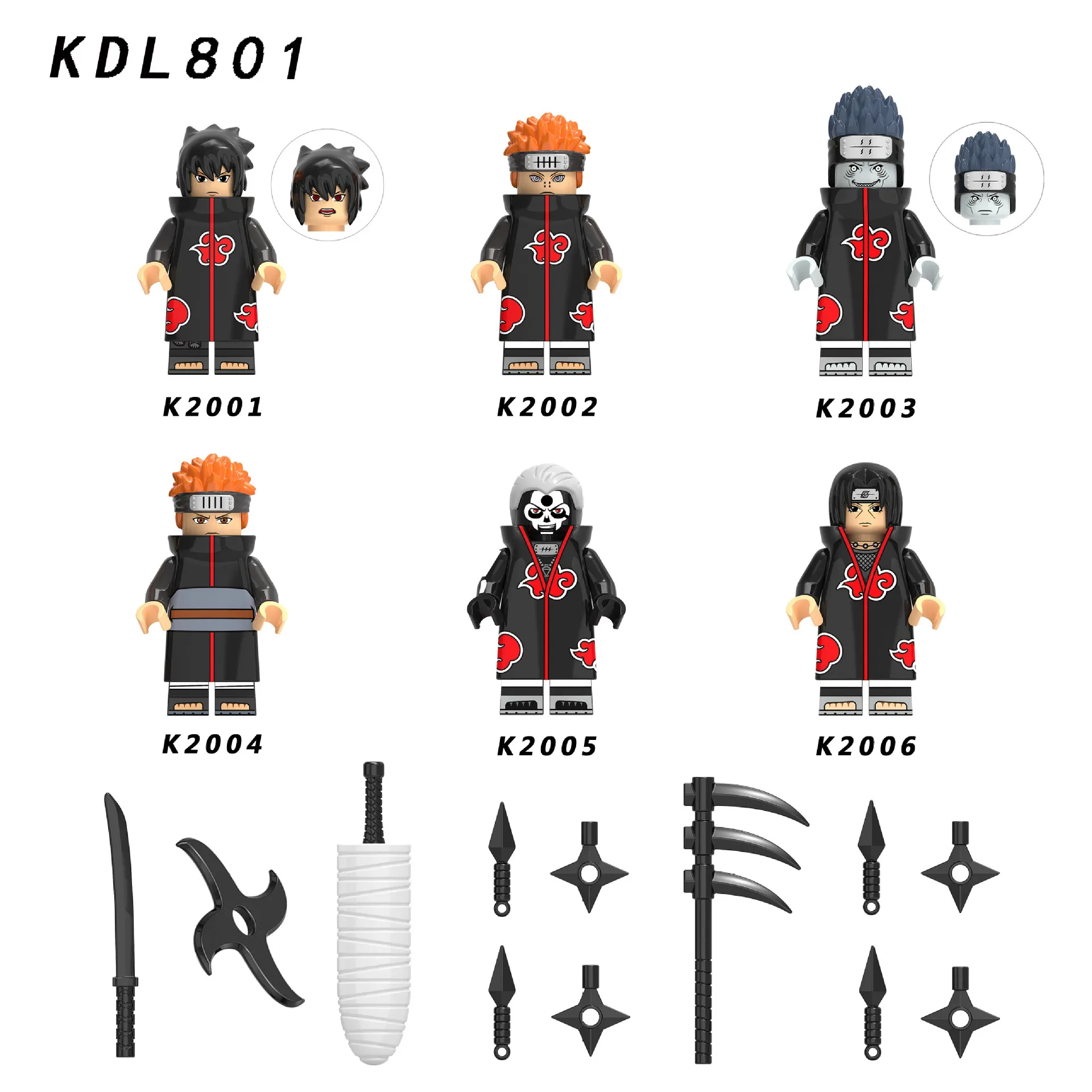 Одиночная Модель Наруто фигура Акацуки Hchiha Sasuke Itachi Yahiko Hidan Hoshigaki Kisame строительные