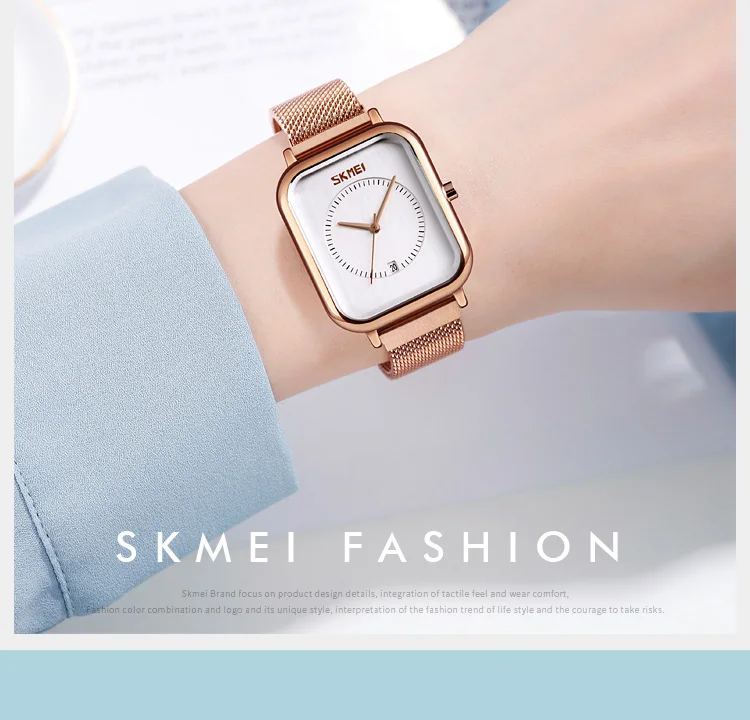 SKMEI простые женские кварцевые часы повседневные женские деловые часы со стальным ремешком водонепроницаемые женские наручные часы Montre Femme 9207