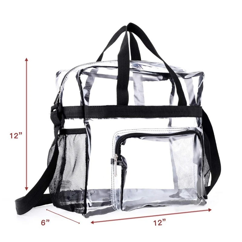 Jsebeudgan Transparent Tote Bag Stadium Security Travel and Gym Clear Bag Sports Games and Concerts See Through Tote Bag for Work 