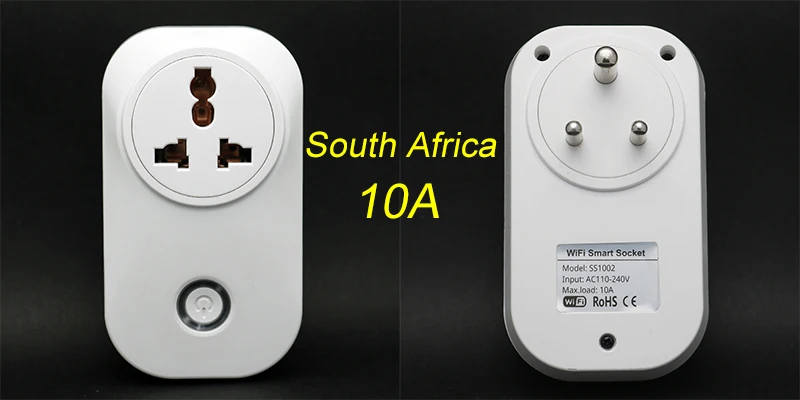 South Africa Plug Умная розетка eWeLink с Wi-Fi, штепсельная вилка, ЕС, Великобритания, Swit, AU BR, FR, JP, Израиль, Ita, zablug, 10A, пульт дистанционного управления, умная работа для Alexa, Google Home - Цвет: South Africa Plug