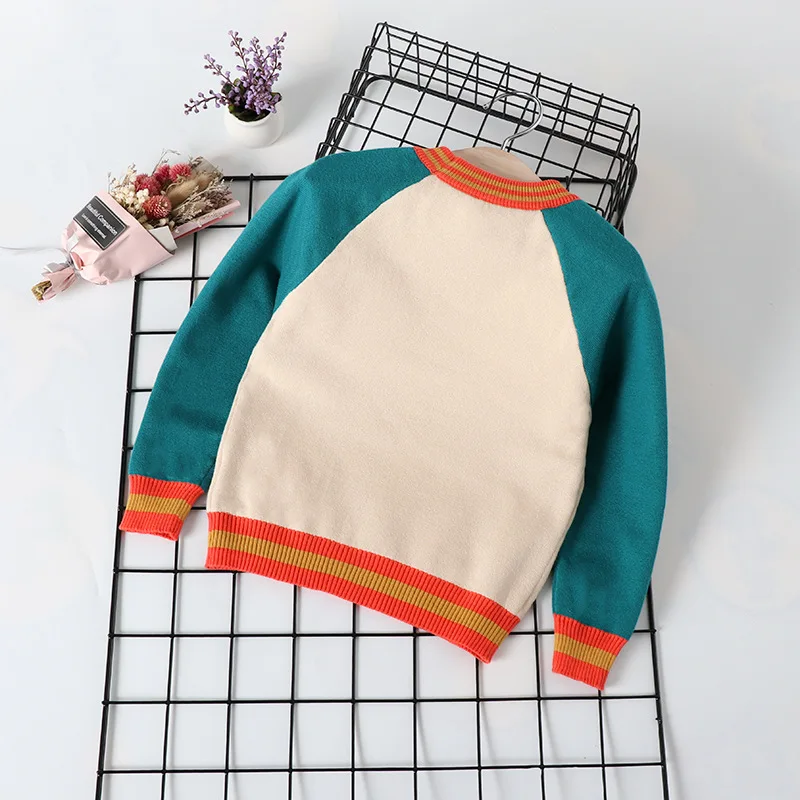 

BOY'S Crew Neck Sweater 2019 Autumn Winter Style er tong tao Cartoon Bear Jacquard Knit Low Waist Jersey