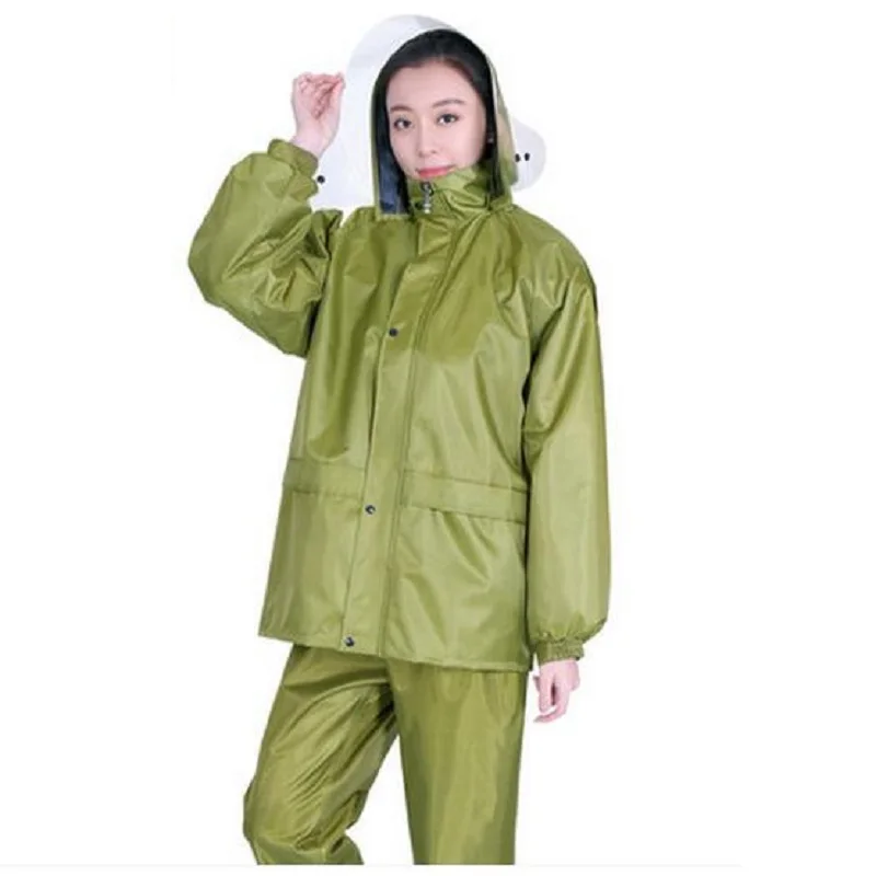 1 Layer Green Мужская и женская дождевик, водонепроницаемая Мужская дождевик, женские мотоциклетные штаны, дождевик для взрослых, для пеших прогулок, Gabardina Mujer, плащ LZG140 - Цвет: 1 Layer Green