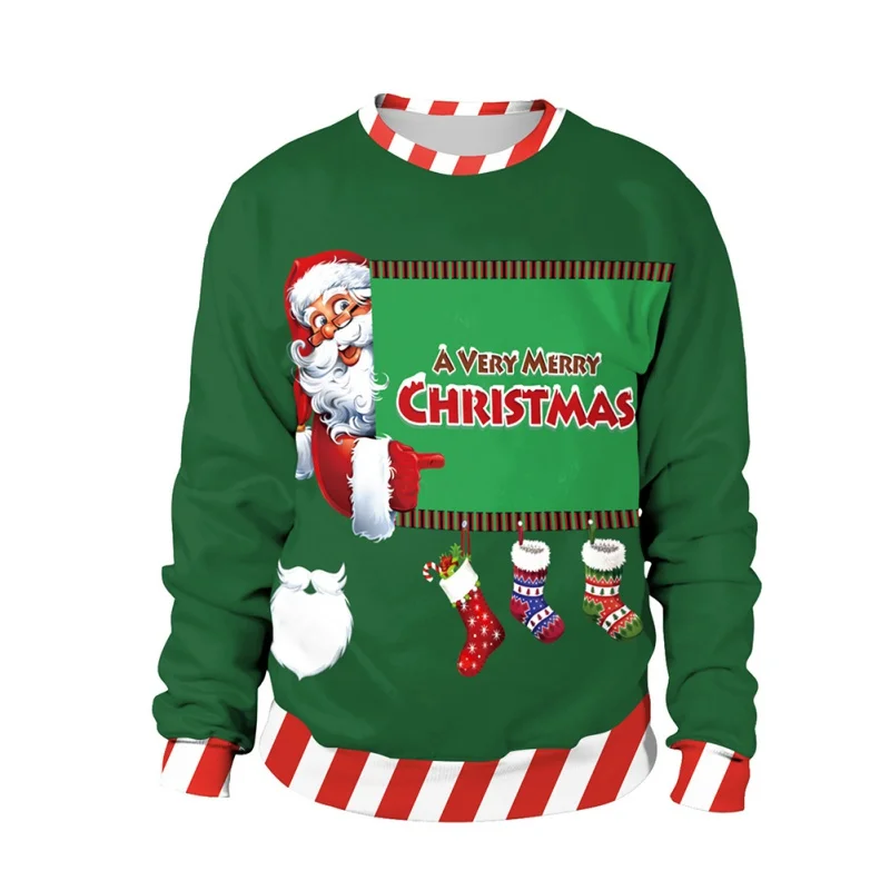 

Autumn Winter Sweater Women Christmas Unisex Christmas Casual Loose Long-sleeved Round Neck Print Sweater Light