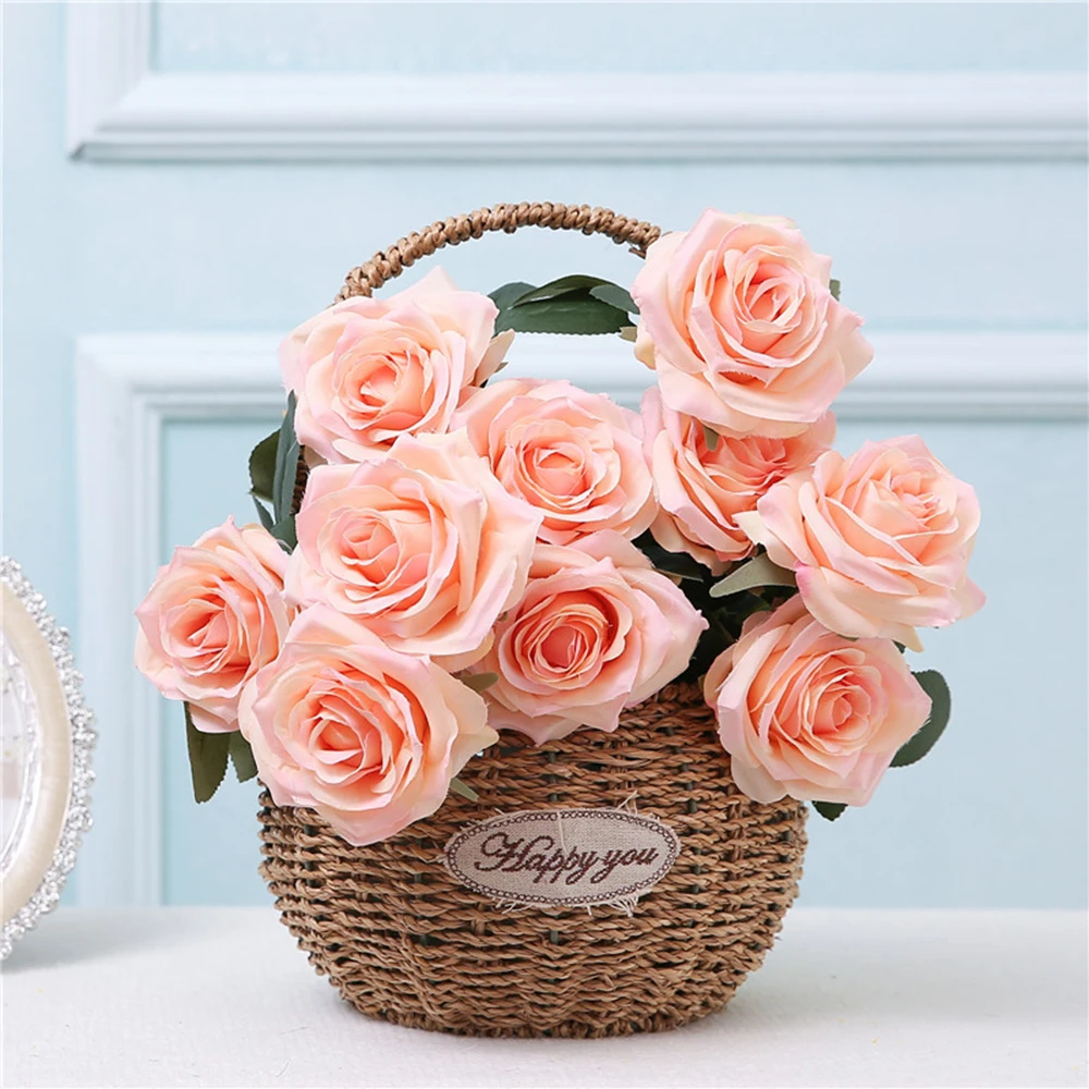 10 Heads Artificial Flower Rose French Rose Bouquet Silk Flower for Home Party Wedding Decoration Fake Flower Fall Decor2019 New