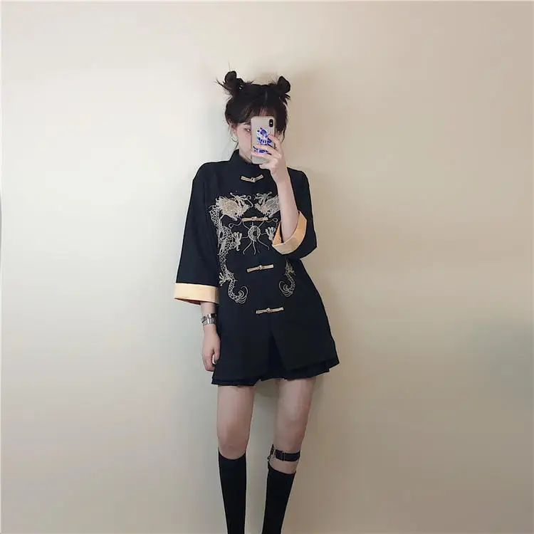Loli Cos винтажная рубашка в стиле готической Лолиты консервативном викторианском с