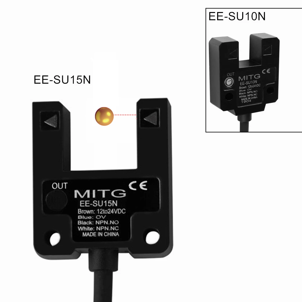 U-formad slits ljusbrytare EE-SU10 N SU10N SU15N induktionsgränssensor NPN PNP NO NC 4 kablar 12 V-24 V 10 mm 15 mm 100 mA (färg: EE-SU10P, storlek: CN standard