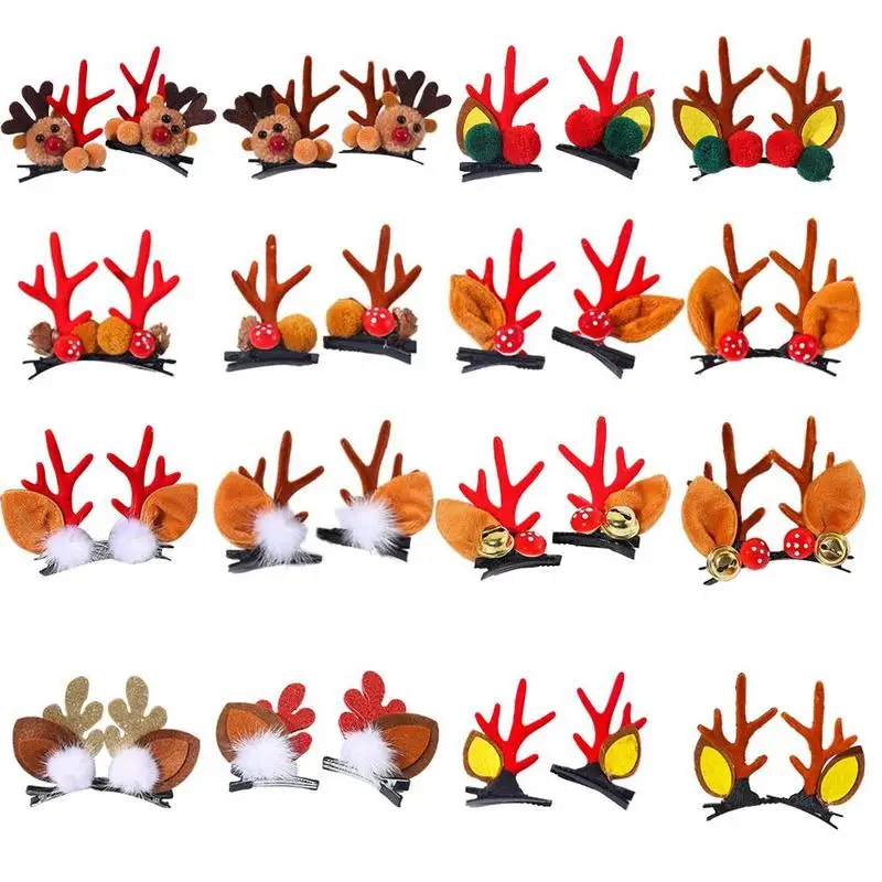 

1 Pair Christmas Hairpins For Girls New Year Style Red Antler Fashion Cute Moose Mushroom Forest Hairpins Accessories