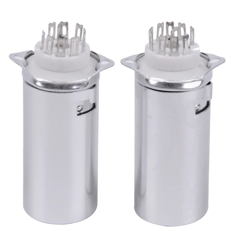 2pcs Ceramics Socket GZC9-F-B-55 9 Pin Silver With Shield Caps Scaffolding Tube Socket Tube Sockets For 12AX7