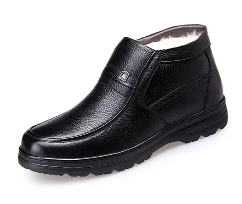 Winter Men Genuine leather Boots High quality Thick wool male super warm snow boots Oxfords men Non-slip cotton Shoes boot