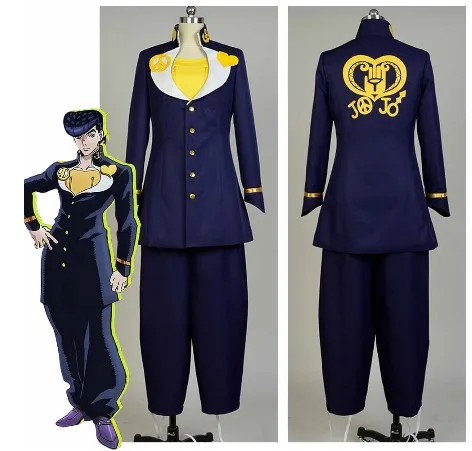 JOJO's Необычные Приключения Josuke Higashikata костюм пальто+ топ+ брюки набор косплей костюм ткань женщины мужчины унисекс стильный черный парик