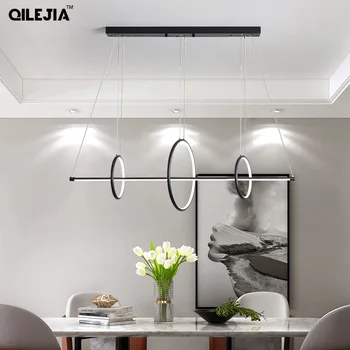 

Pendant lights geometric Design style dining room lamp pendant lights personality simple dining table line office strip light