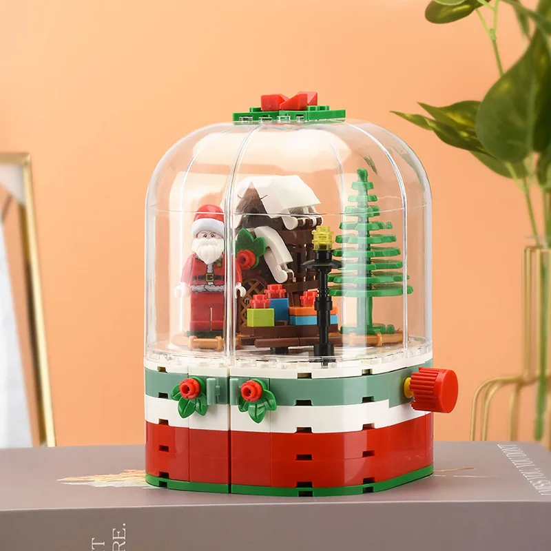 

2019 NEW Christmas Sets Santa Claus crystal ball Sleigh reindeer Village Train compatible legos Building blocks bricks Toys Gift