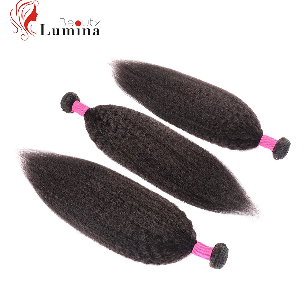 Beauty Lumina Волосы Кудрявые прямые волосы, индийские волосы, плетение пучков 3 шт Remy человеческие волосы для наращивания 12-30 ''грубые яки волосы
