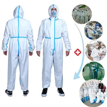 

Disposable Hazmat Suit Safety Antibacterial Plastic Closures Overall Isolation Suit Protective Clothing Dust-proof Coveralls