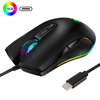 

7 Buttons Type-C Wired Optical Mouse 3200DPI Professional Computer Mouse Backlight Home Office Gaming Mice for Desktop Laptop
