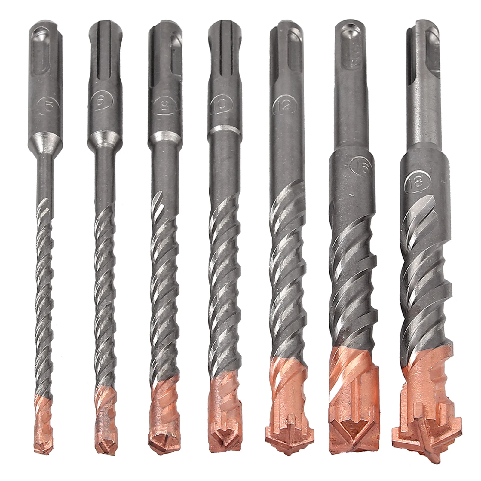 7pcs SDS Plus hammer drill bit set stone drill cross cutter concrete