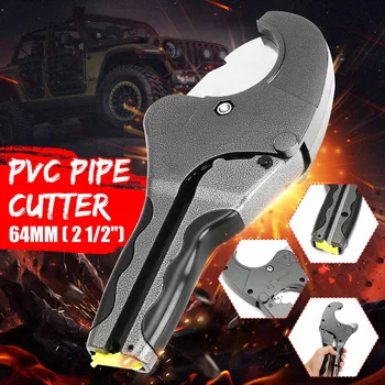 

PVC PU PP-P PE Plastic Pipe Cutter Aluminum Alloy Body Stainless Steel Blade Scissors Cut 64mm With Ratchet Gear Easy