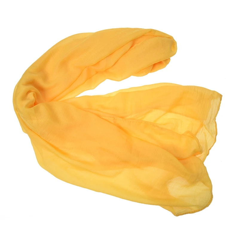 

Women Ruched Detail Semi Sheer Soft Simple Casual Scarf - Yellow