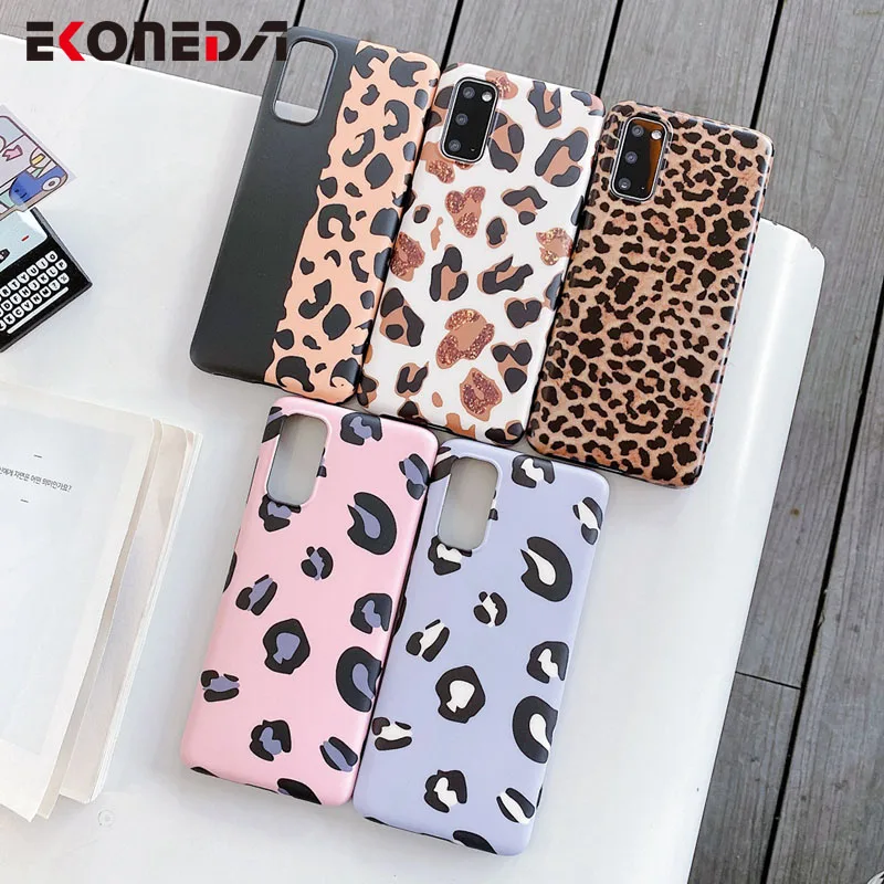 

EKONEDA Leopard Print Case For Samsung Galaxy S20 Ultra S8 S9 S10 Note 8 9 10 Plus Soft Silicone IMD Back Cover Case