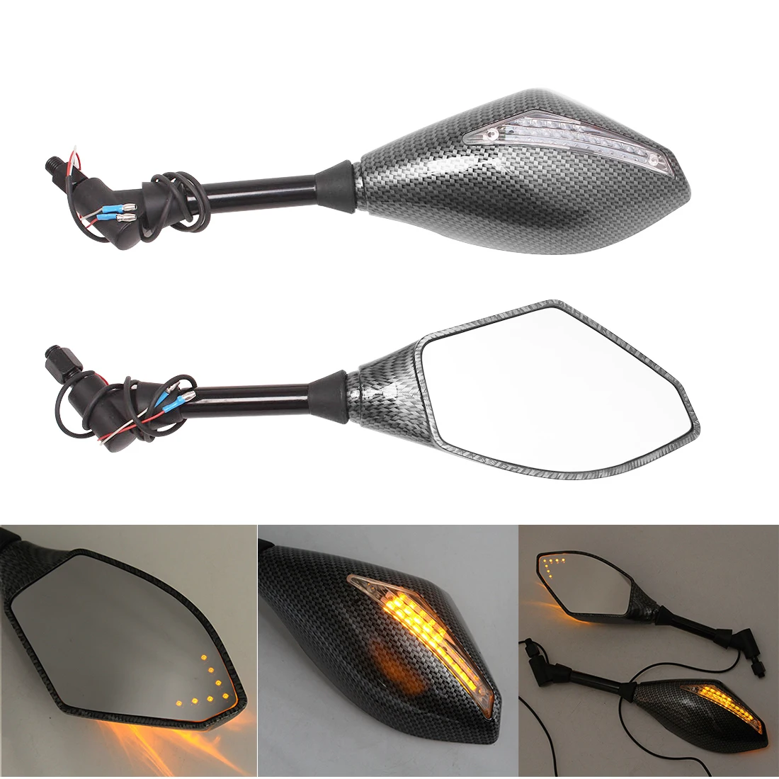 Universal LED Turn Signal Indicator Light Rearview Side Mirrors Motorcycle 10mm For Honda Suzuki Kawasaki Yamaha Ducati BMW | Автомобили и
