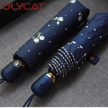 

OLYCAT Women's Umbrellas Automatic Sunscreen Anti UV Flowers Brand Umbrella Rain Women Parasol Female Folding Umbrella Windproof