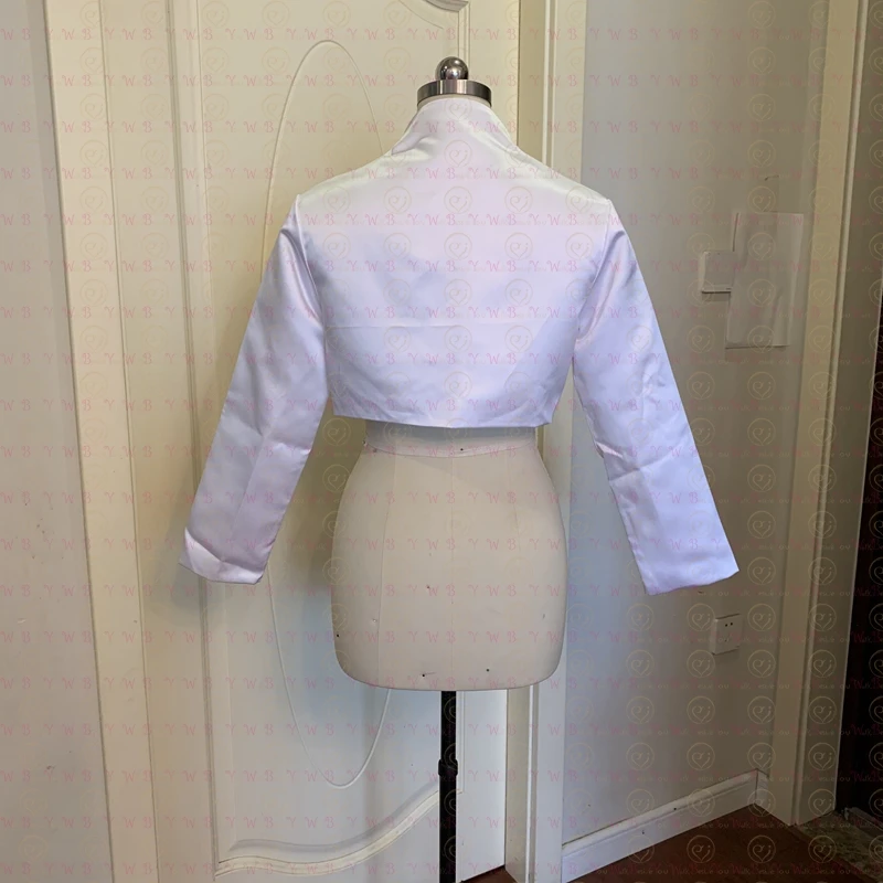 Wedding Jacket Women Full Sleeves Satin White Bridal Bolero etole femme mariage Bride Coat Made Size/Color