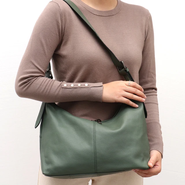 SC Luxury Women Cowhide Crossbody Bag Large Casual Shoulder Purse Wide Strap Handbag Female Daily 100% Genuine Leather Hobo Sack 2
