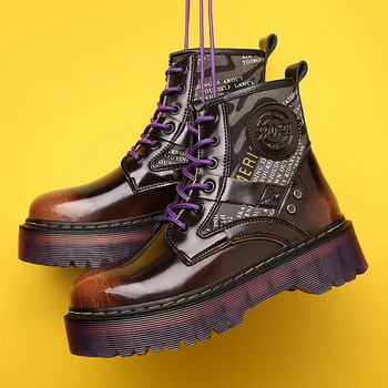 

Fashion Women Chunky Heel Boots 2020 Autumn Winter Ankle Boots Female Platform Martens Motorcycle Boots Botas De Mujer Size 42