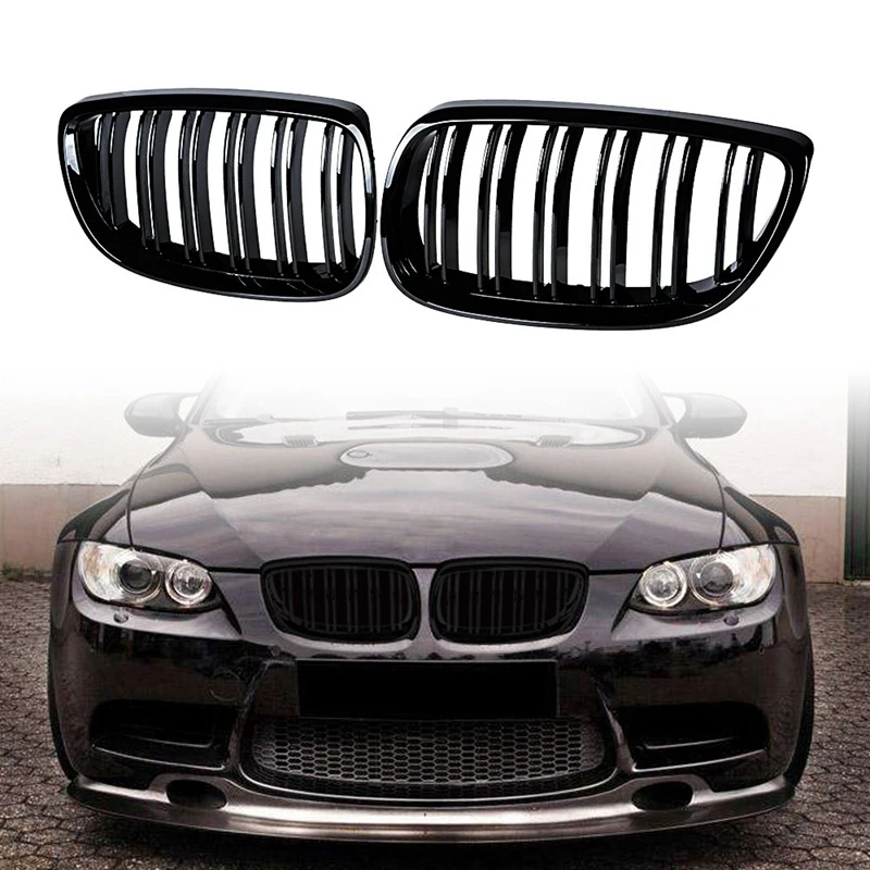 

Double Line Front Bumper Kidney Grille with Fender Vent Side Marker Reflectors and Side Marker Lamps Compatible for BMW E92 E93