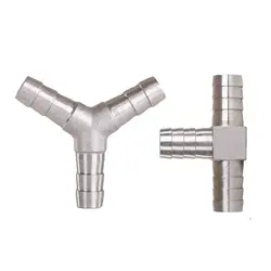 6/8/10/12/13/14/15/16/20/25mm Hose Barb Tee T/Y Shape 3 Ways Hosetail Splicer Splitter 304 Stainless Water Gas Fuel