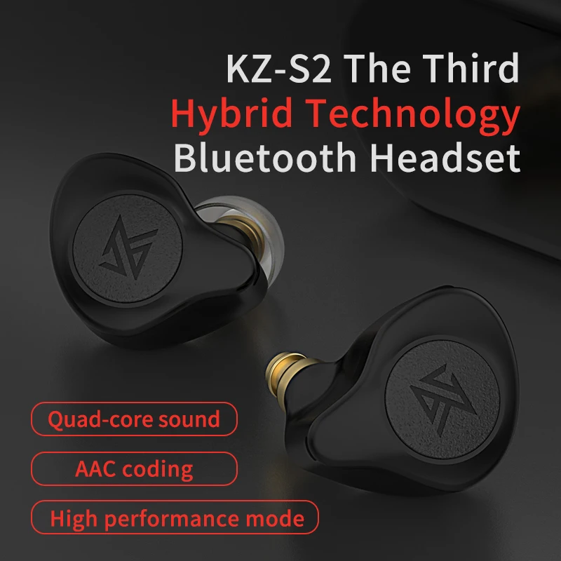 KZ S2 Wireless TWS Touch Control Bluetooth 5.0 AAC Support Headset Hybrid Technology Sport Earphones Earplug Type Motion Headset