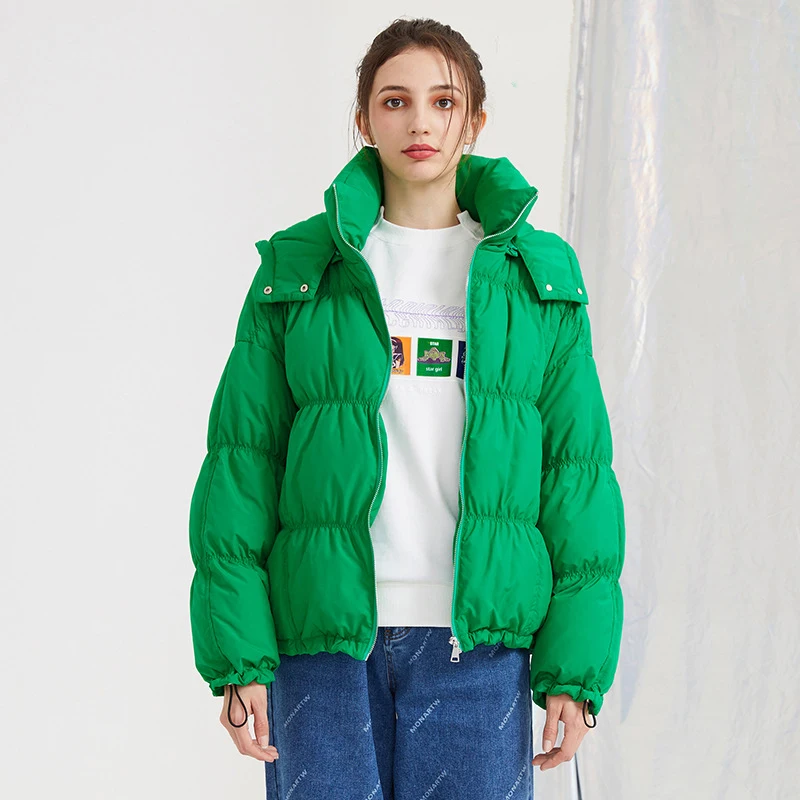 Повседневные розовые парки reveima chaqueta femenina de invierno abrigo con capucha de chaquetas de moda de Invierno para mujer ropa - Цвет: Зеленый