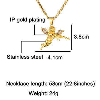 

GoldColor Stainless Steel Angel Necklace For Women Men Colgantes De Angeles Streetwear Choker Collier Acier Inoxydable Femme
