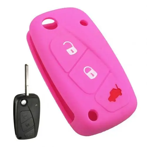 Силиконовый авто ключ флип чехол держатель дистанционного управления сумка чехол для Fiat Fizang - Название цвета: Розовый