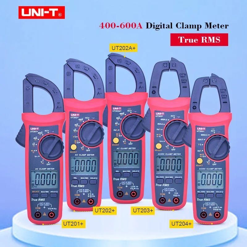 UNI-T True RMS Clamp meter UT201+/UT202+/UT203+/UT204+ 400-600A false detection protection Auto range high precision multimeter