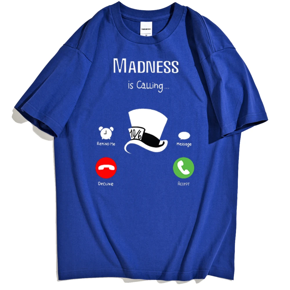 

Shirts Madness Is Calling Personality Hat Printing T-shirt Mens Korean Vintage Tee Male Big Size Fashion Brand Tshirts For Man