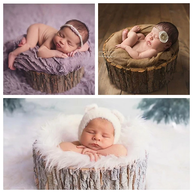 Newborn Photography Props Baby Photo Posing Container Natural Bark Infantil Photo Shoot Accessories Forest Theme For Studio