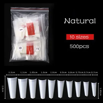 

500pcs White Clear French False Acrylic Nail Tips Full/Half Cover Tips Coffin Fake Nails UV Gel Manicure Fake Nail Tips C Curve