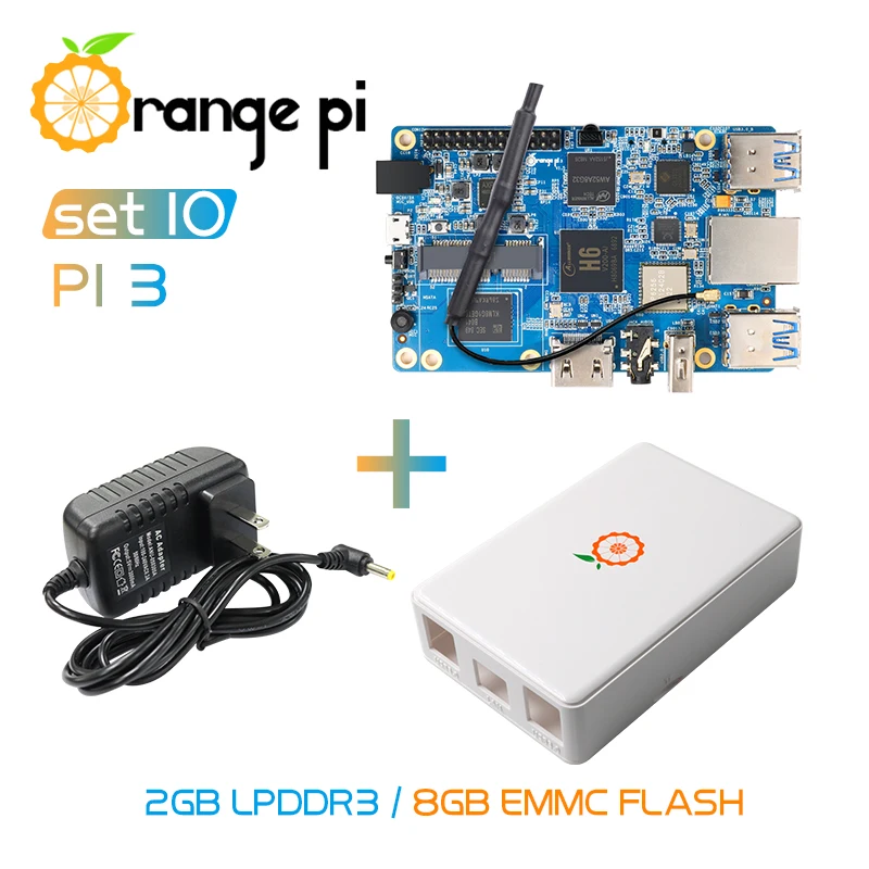 Оранжевый Pi3 2G8G + источник питания защитный чехол поддержка Gigabit/Wifi/BT/HDMI под Android 7 0