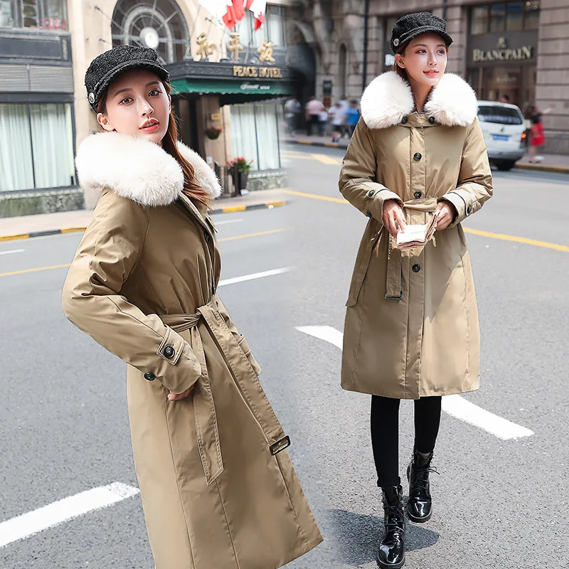 

2019 Autumn And Winter New Style Parka Long over-the-Knee Korean-style down Cotton Thick Loose Warm Cotton-padded Clothes WOMEN'