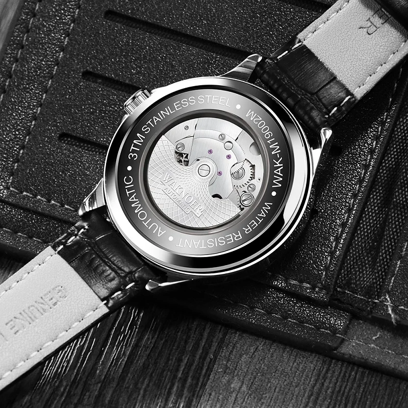 WAKNOER, деловые часы для мужчин, автоматические светящиеся часы, Tourbillon, механические, роскошные мужские наручные часы с коробкой, Montre Homme