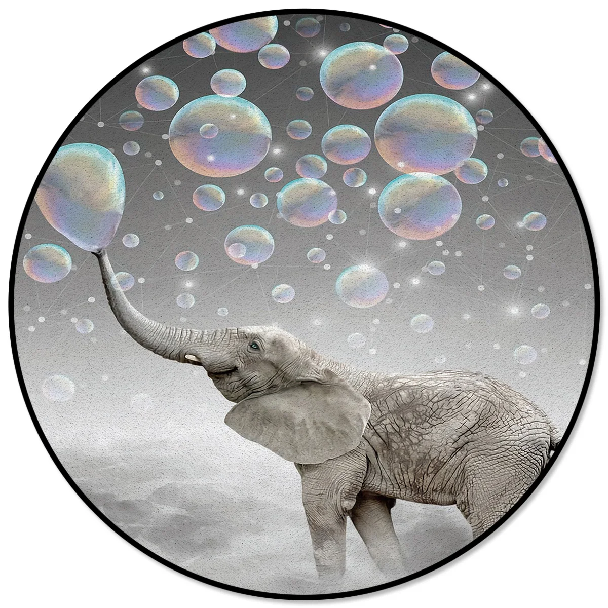 Круглый ковер со слоном и воздушным шаром, для уборки на Рождество, для гостиной, для дома, для Хэллоуина, для женщин, для взрослых, круглый ковер
