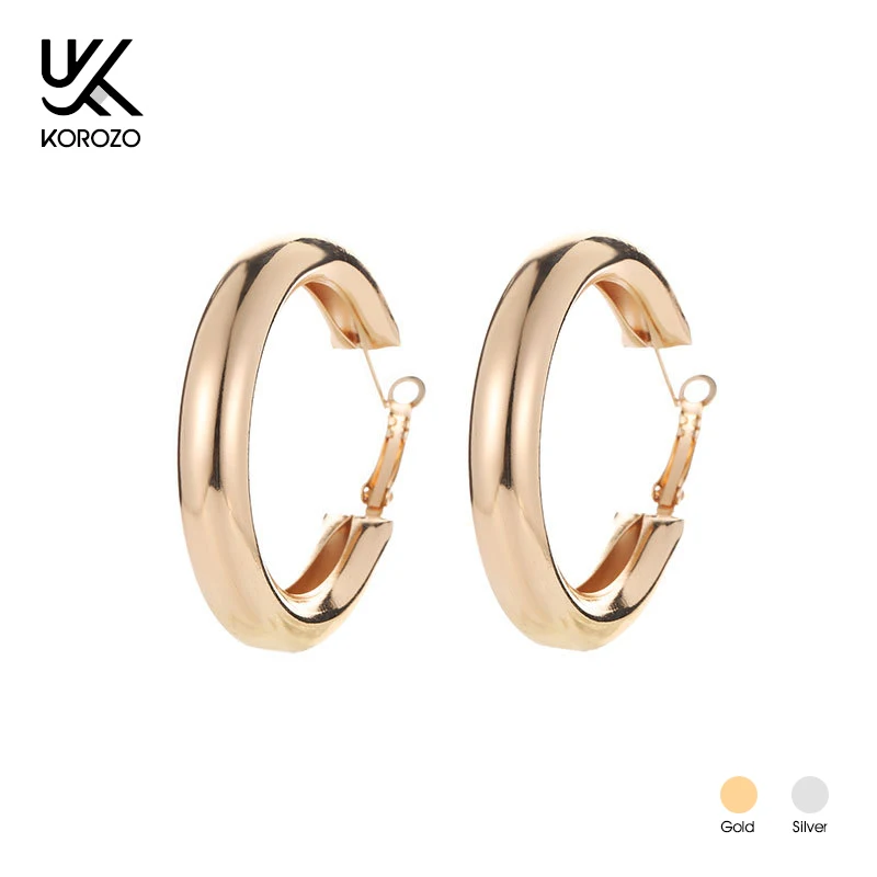Simple Trendy Gold Color Geometric Round Big Hoop Earrings for Women Statement Silver Plated Loop Jewelry Oorbellen | Украшения и