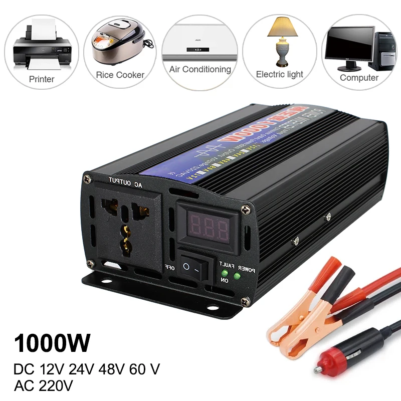 Onduleur monté sur véhicule 1000W, convertisseur 12v 24v à 220v, prise de  charge pour camion haute puissance - AliExpress