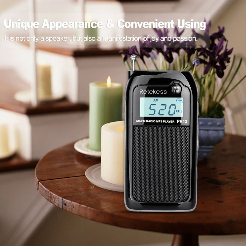 

Portable AM/FM 2-Band Radio MP3 Player LCD Digital Display with Backlight Mini size and light weight, convenient for hiking