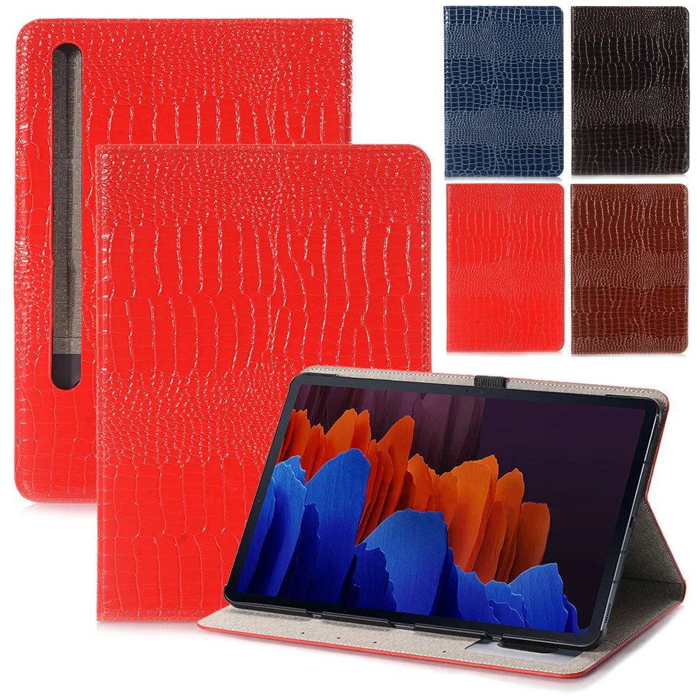 

For Samsung Galaxy Tab S7+ 12.4inch 2020 T970 T975 Tablet TPU Protective Case Automatic Wake up/Sleep Retro/Crocodile Pattern