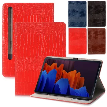

For Samsung Galaxy Tab S7+ 12.4inch 2020 T970 T975 Tablet TPU Protective Case Automatic Wake up/Sleep Retro/Crocodile Pattern