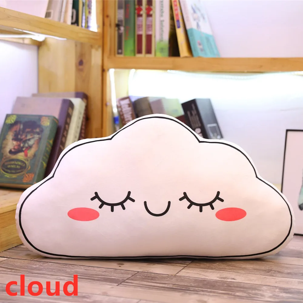 Kawaii плюшевая подушка для сна, облачная звезда, подушка в виде Луны, детская комната, Декор, природа, радужная Подушка, детские подарки на день рождения