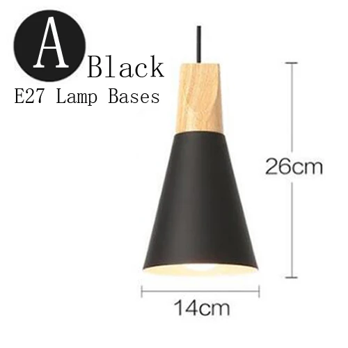 Подвесные светильники в скандинавском стиле, алюминиевый абажур, цветной кофейный, для спальни, лофт, 1,2 м, кабель, внутреннее освещение, светодиодный, деревянный, E27, подвесной светильник - Цвет корпуса: Model A Black